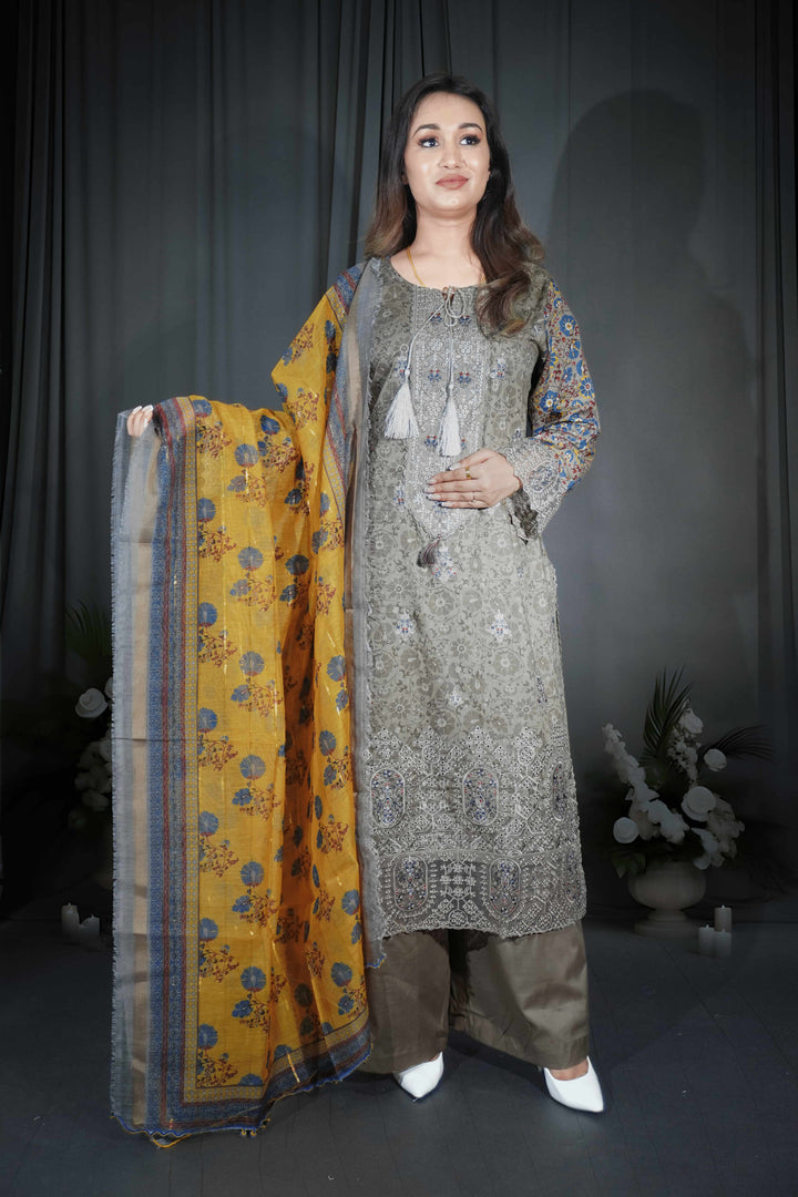 Light Mehendi - 3 Piece Suit