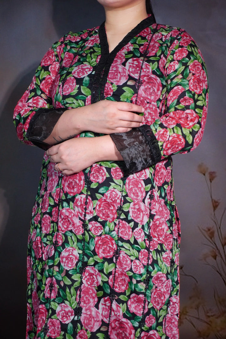 Red plus green with black border 3 piece suit